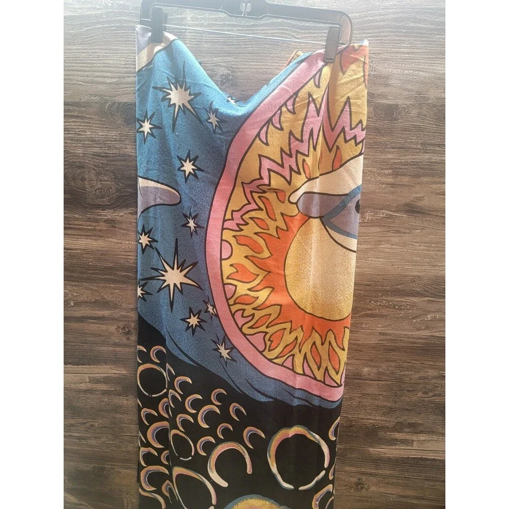 Sun Moon Dolphin Yin Yang Celestial Screen Print Tapestry 58x86